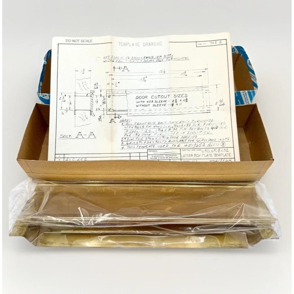 Vintage 1968 IVES 652B Solid Brass Mail Slot Door Plate NOS 3.7 lbs NEW